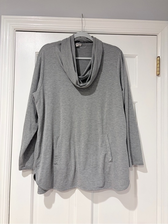 Cable & Gauge Tops - Cable & Gauge Woman Gray Cowl Neck Tunic Top Pockets 1X